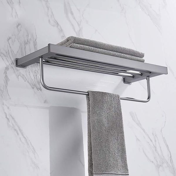 

bath accessory set yujie bathroom modern minimalist punching space aluminum gun gray shelf towel rack pendant ae01yjm-0004