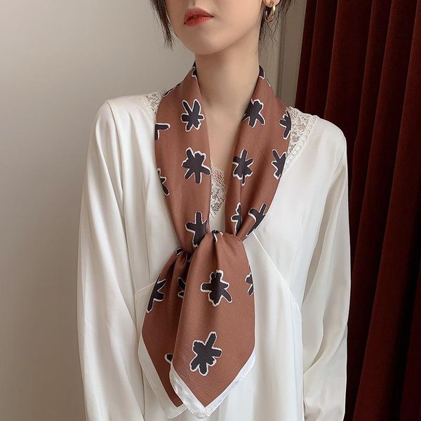

scarves 2021 spring and summer female scarf shawl silk fashion headscarf beach sunscreen baotou 90x90, Blue;gray