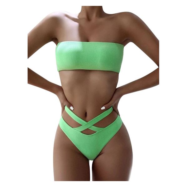 

salesummer strapless on elegant two-piece badsuit high taille baden beachwear fashion women badmode 2021 bathing machine, White;black