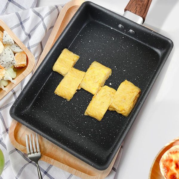 

pans frying pan tamagoyaki omelette black non-stick fry egg pancake kitchen pot only use for gas induction cooker
