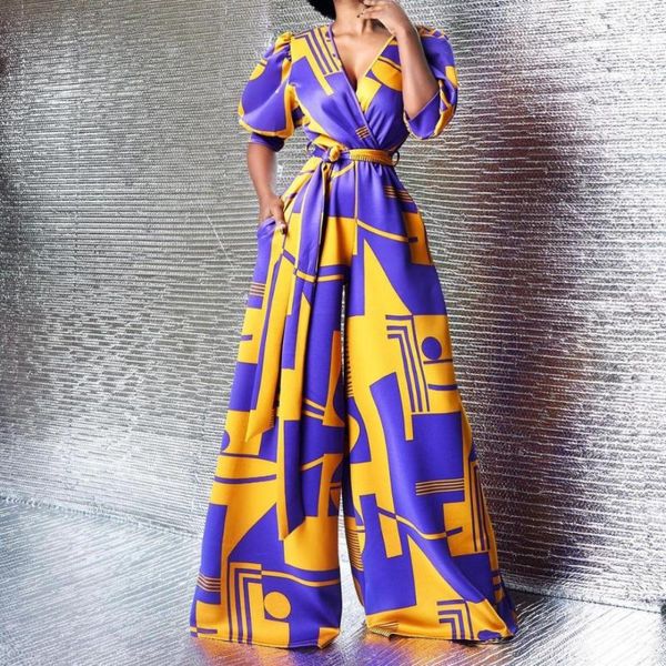 

ethnic clothing fashion jumpsuit dashiki african dress half sleeve slim body print women's summer beachwear female 2021 africa, Red