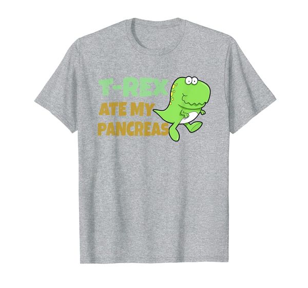 

diabetes type one funny t-shirt dinosaur ate my pancreas, White;black