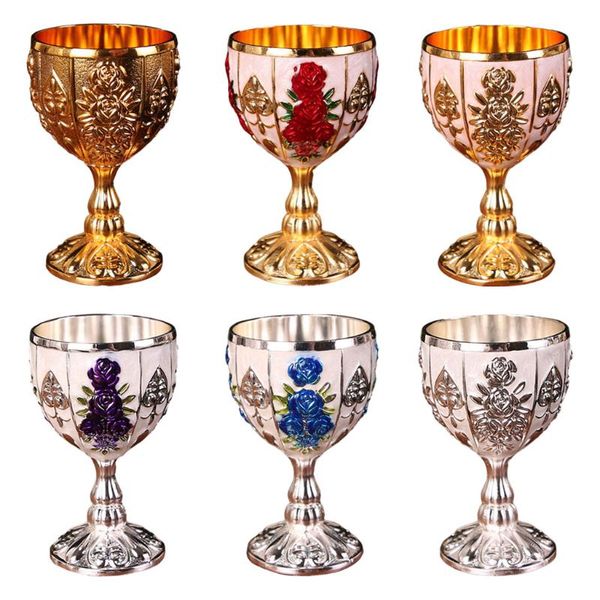 

mugs vintage classical metal wine goblet glasses embossed cup elegant handmade glass bar parties european style decor gifts