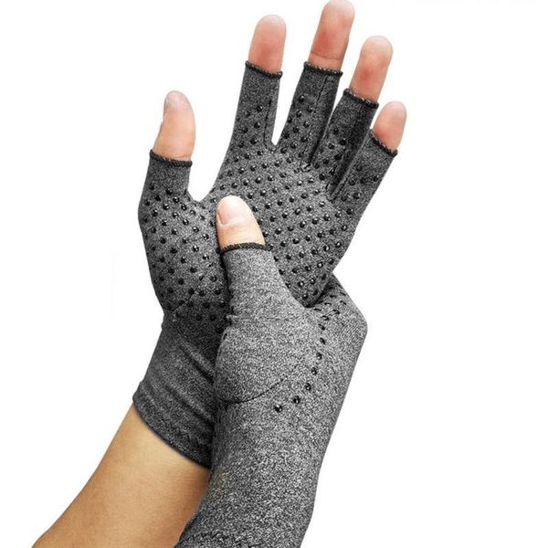 

cycling gloves 1 pair anti-slip helps relieve arthritis outdoor fitness half finger anti-arthritis rheumatism hand pain pressure, Black