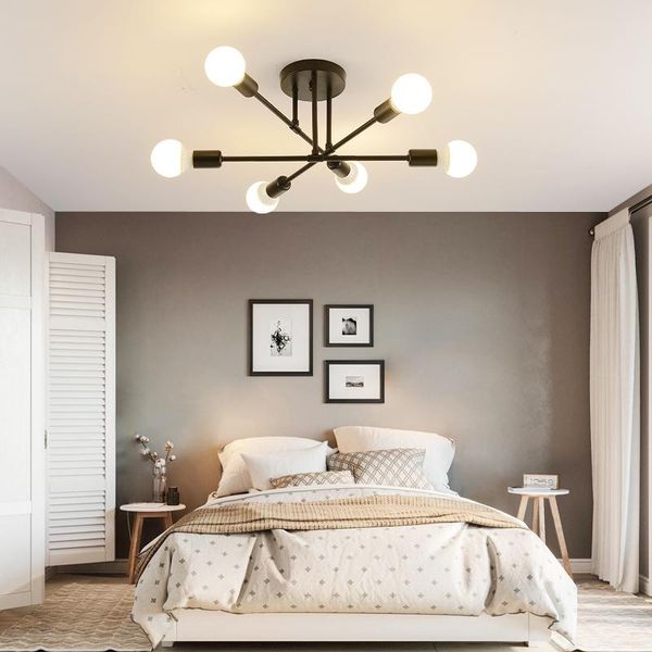 

modern chandelier sputnik lamps semi-embedded led ceiling lamp brushed antique gold lighting 6 lights nordic home decoration