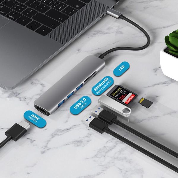 

hubs usb 3.1 type-c to adapter 4k thunderbolt 3, usb-c and hub 3.0 sd tf card reader pd is pro / air mate