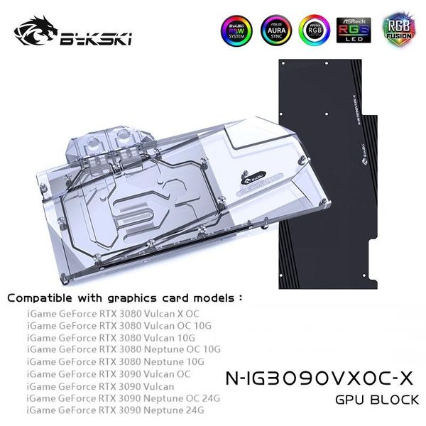 

fans & coolings bykski n-ig3090vxoc-x pc water cooling gpu cooler video graphics card block for colorful igame rtx3080 3090 vulcan neptune