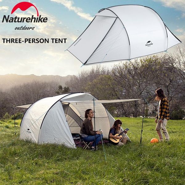 

tents and shelters naturehike 3 people outdoor tent double layer family one room hall sunscreen rainproof camping hiking tourist equipment