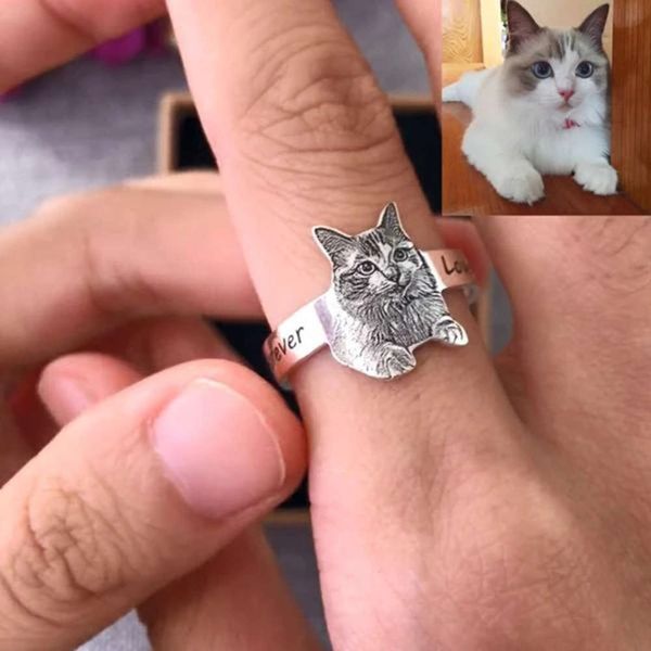 

vsteel picture print personalized p engraved rings customized ring jstainless for family pet memory jewelry giftskf, Golden;silver
