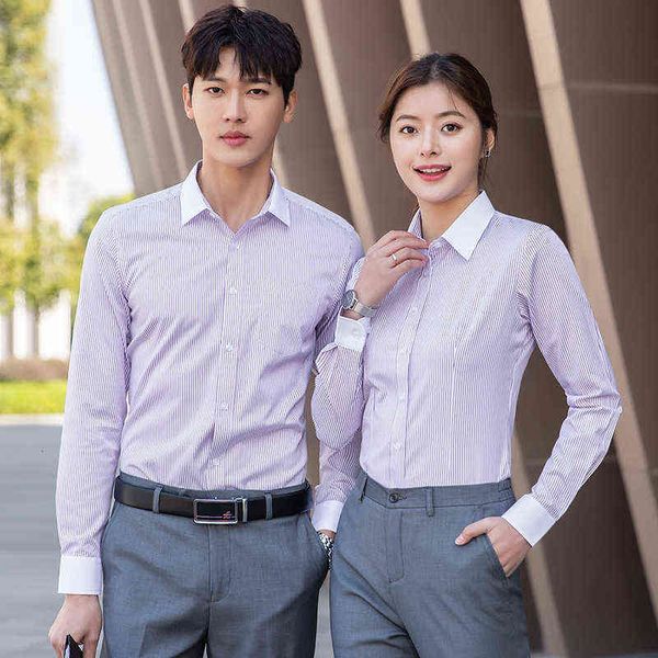 

luxury men's suits blazers white collar long sleeve men's women's blue shirt black stripe, White;black