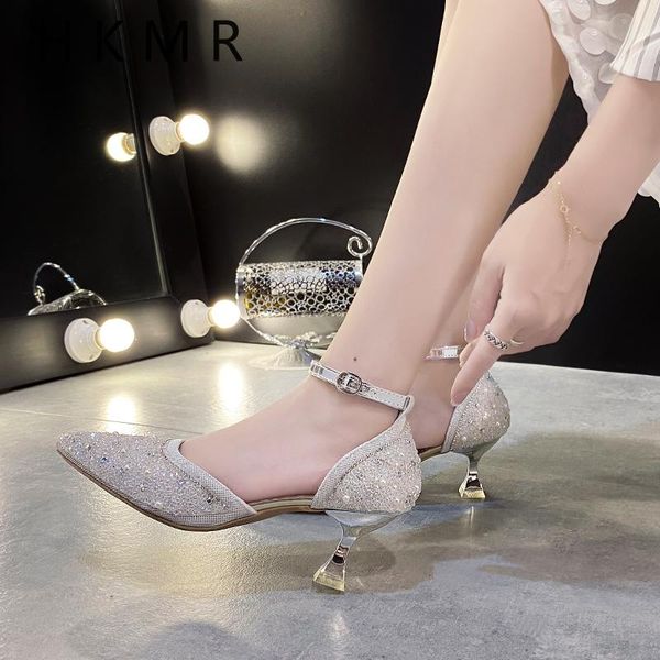 

dress shoes est elegant ladies ankle strap crystal pumps women thin high heels wedding woman spring summer pointed toe sandals, Black