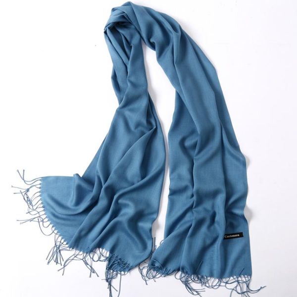 

fashion solid color 2021 women scarf winter hijabs tessale tassels long lady shawls cashmere like hijabs scarves wraps, Blue;gray