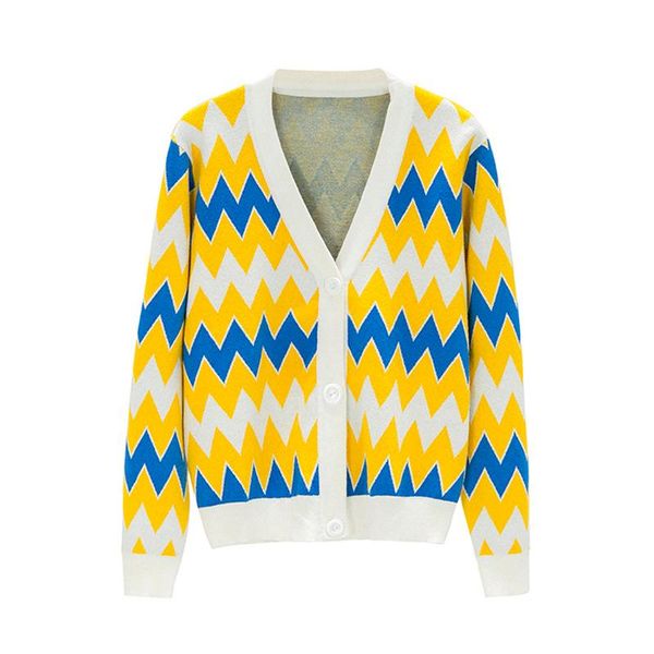 

women's sweaters cardigan women 2021 autumn winter geometric diamond sweater knitted color block v-neck long sleeve front button colorf, White;black
