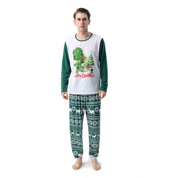 

Christmas Family Matching Outfits Dinosaur Print Pajamas Holiday Parent-child Wear, Blue