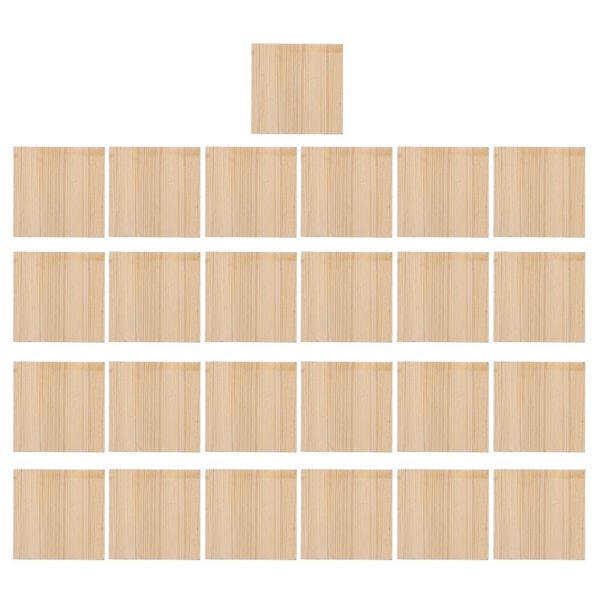 

wall clocks 25pcs unfinished bamboo slices diy square pieces blank crafts