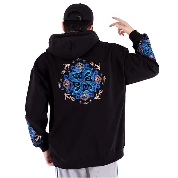 

men's hoodies & sweatshirts japanese streetwear embroidery graphic mens, Black