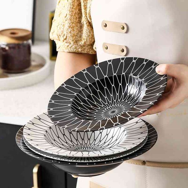 

straw hat creative household ceramic deep anti scalding soup western style spaghetti l plate aaa