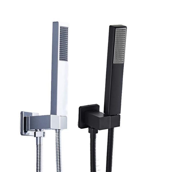 

bathroom shower sets bakala brass square chrome black hand held head with wall connector &1.5m hose set water saving copper handheld sprayer