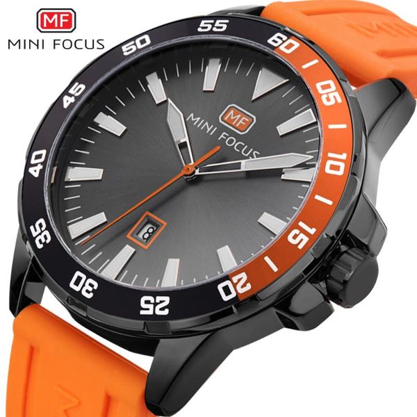 

wristwatches mini focus fashion cool quartz mens watches orange silicone strap calendar display classic waterproof watch, Slivery;brown