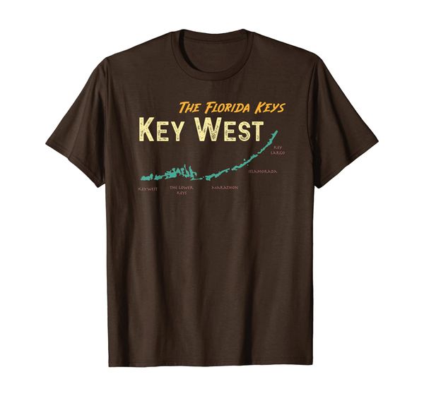 

Florida Keys Map Key West T-Shirt, White;black