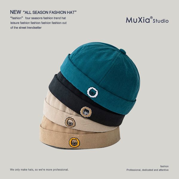 

autumn winter yuppie brimless melon skin female fashion couple student hip hop street landlord hat male, Black;white