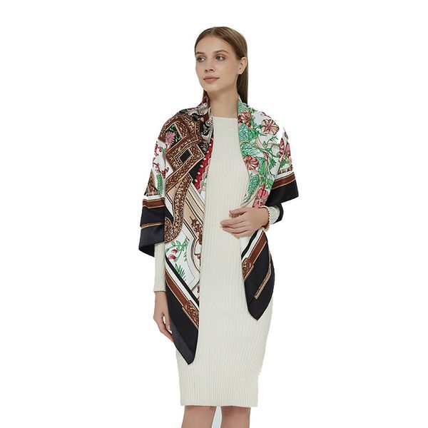 

100 % natural 130*130 silk large women twill scarf 130 shawl, Blue;gray