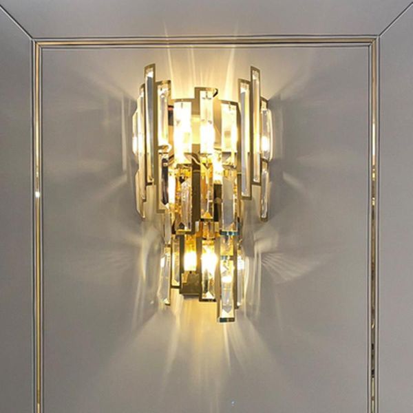 

wall lamp golden crystal stainless steel pattern led for living room