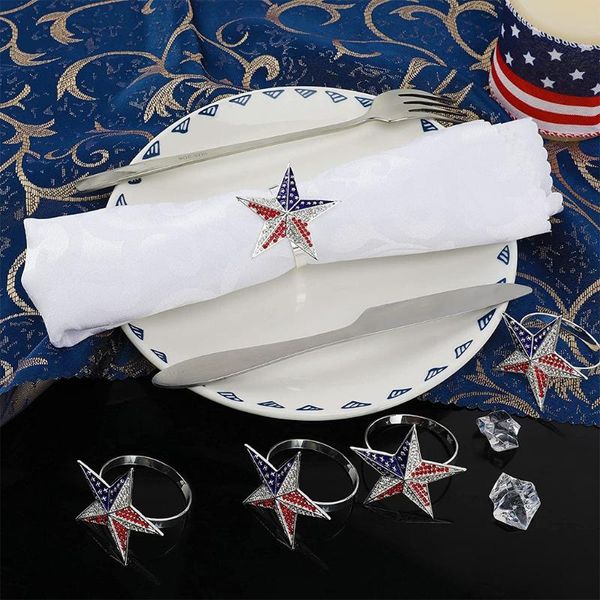 

napkin rings 6pcs patriotic national flag star independence day buckle holder