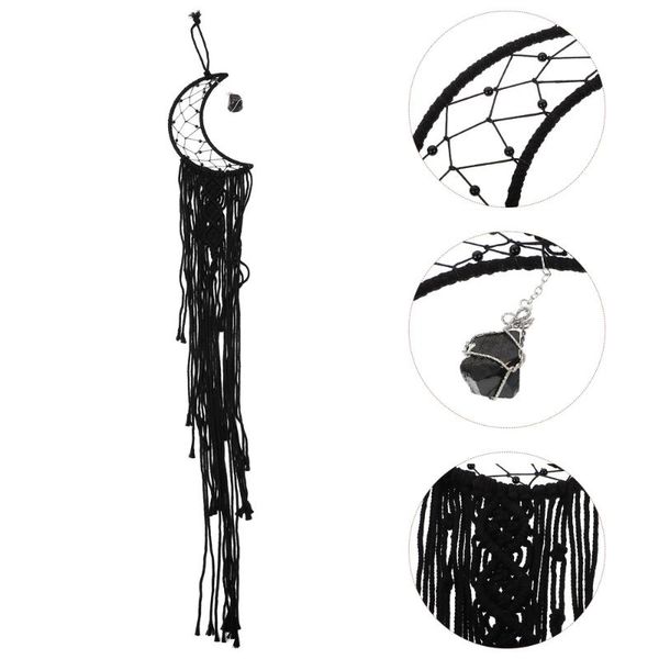 

decorative objects & figurines pretty dream catcher macrame cotton woven wall ornament home decoration (black)