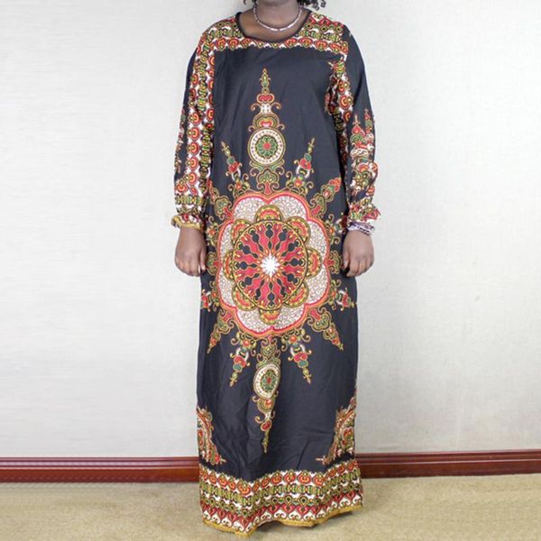 

ethnic clothing african dresses for women indie folk o-neck traditional print long sleeve round collar retro classic daily africa clothes, Red