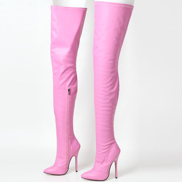 

5.5inch over the knee thigh high stiletto heel ladies stretch boots size 5-15, Black;white