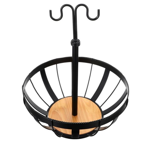 

storage baskets 1pc hollow fruit basket hanging kitchen banana container (black)