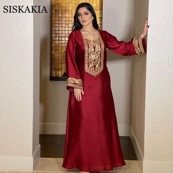 

casual dresses vintage ethnic embroidered abaya dress for women autumn 2021 middle east dubai arabic oman kuwait moroccan kaftan muslim clot, Black;gray