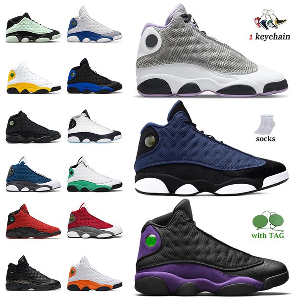 

luxury designer trainers women mens jumpman 13 13s basketball shoes houndstooth brave blue court purple french altitude starfish hyper royal, White;red