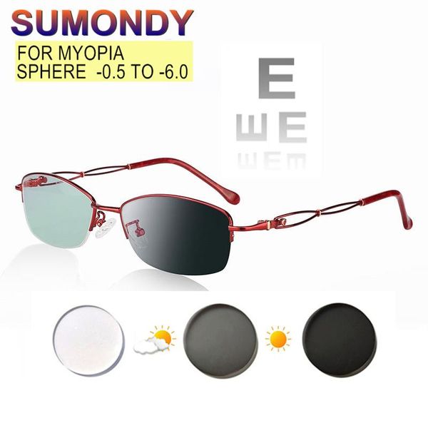 

sunglasses sumondy pochromic prescription glasses myopia -0.5 to -6.0 women exquisite nearsighted spectacles po gray uf94, White;black