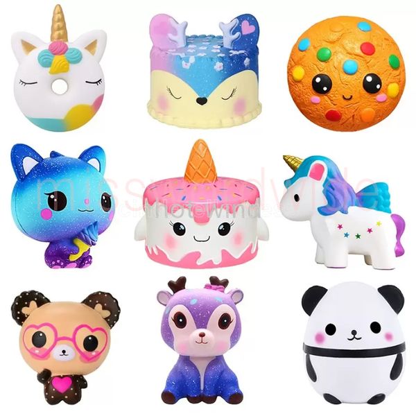 

new squishy kawaii unicorn horse cake deer animal panda squishes slow rising stress relief squeeze toys for kids fy2757 dhl mn18