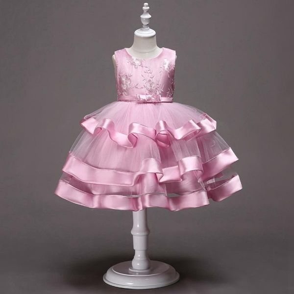 

girl's dresses princess party tutu girls dress lace sleeveless birthday wedding cake layered ball gown for vestidos wt679, Red;yellow