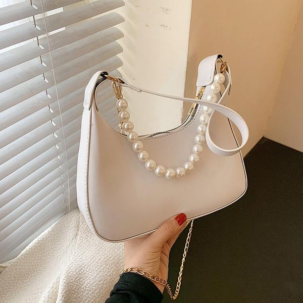 

evening bags 2021 summer street fashion women's hobos bag chain pearls shoulder for women pu leather handbags luxury designer a255