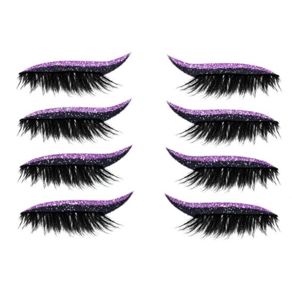

false eyelashes 4 pairs/set eyeliner sticker convenient easy to remove plastic makeup eye lashes for halloween