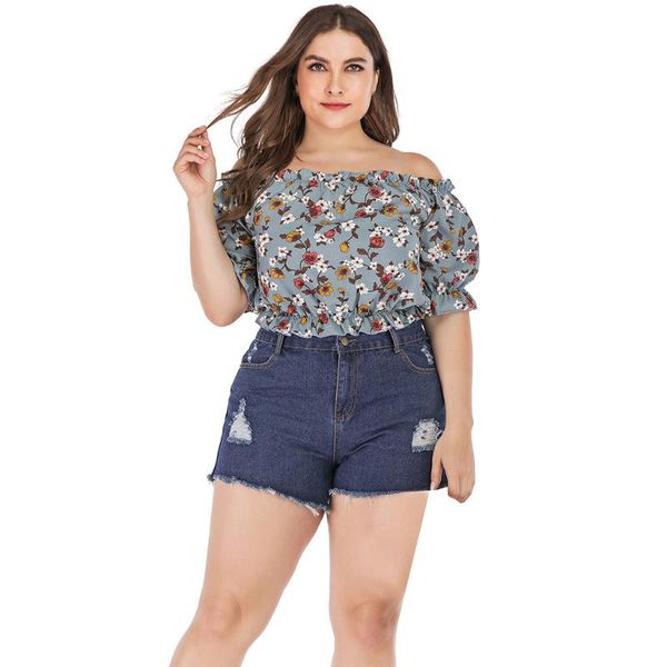 

women's t-shirt women off shoulder floral shirt casual blouse lady summer half sleeve harajuku printed blusa feminina, White