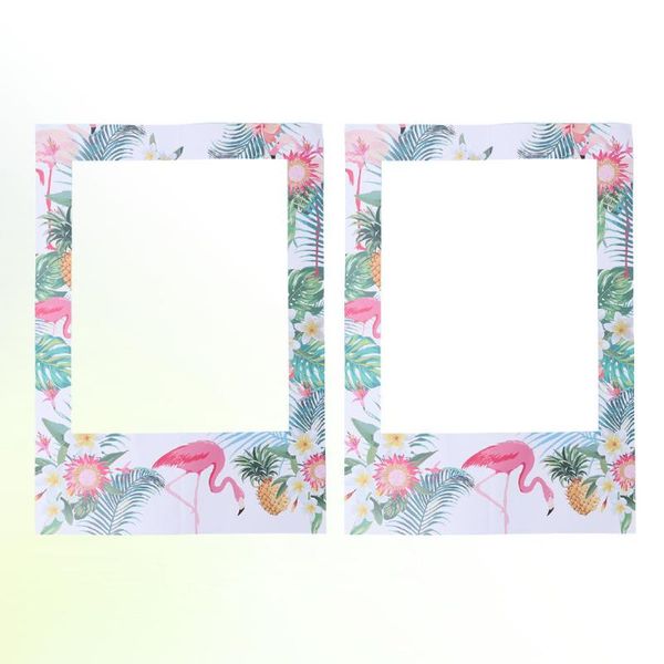 

2pcs summer party p frame pineapple and design picture selfie frame paper p booth props hawaiian party supplies
