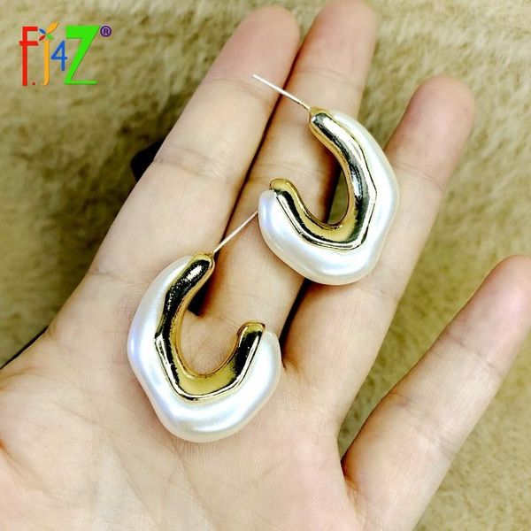 

hoop & huggie f.j4z statement earrings for women 2021 trend irregular resin earring lady cocktail jewelry gifts anti-allergic, Golden;silver