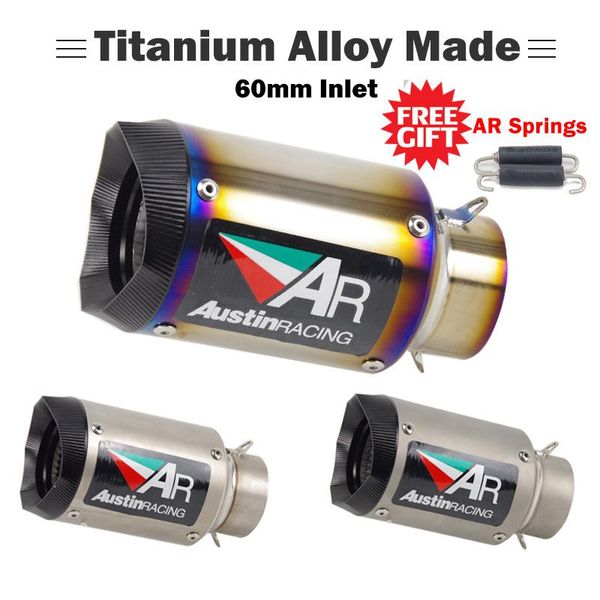 

motorcycle exhaust system 60mm inlet universal muffler titanium alloy escape moto for yzf r1 r6 mt10 cbr1000 zx10r s1000rr s1000xr