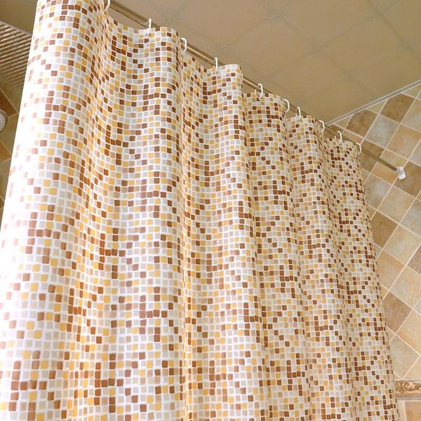 

shower curtains modern wave waterproof mildew mosaic small cube thickening toilet cloth heavier sinker hook bathroom curtain m448