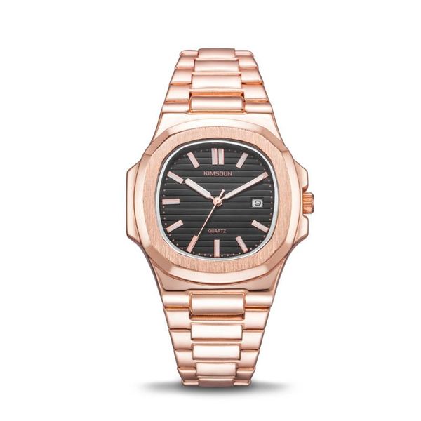 

wristwatches kimsdun brand men's stainless steel square fashion luxury cool quartz watch business gift waterproof clock relogio masculi, Slivery;brown
