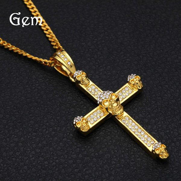

new punk style men's skull cross pendant, Silver
