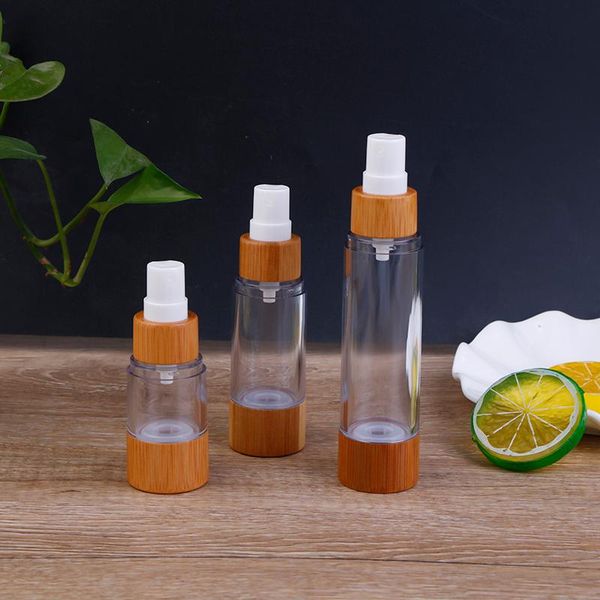 

20/30/50/80/100/120ml empty bamboo glass emulsion spray bottle skincare cream cosmetic packaging container
