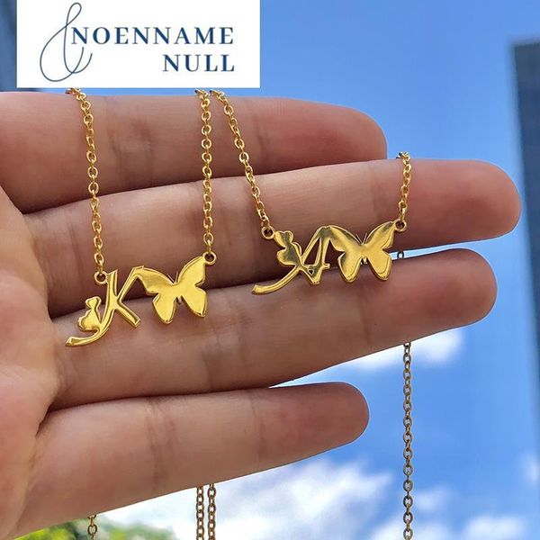 

pendant necklaces initial necklace with butterfly for women stainless steel gold a-z letters femme friend jewelry bff gift, Silver