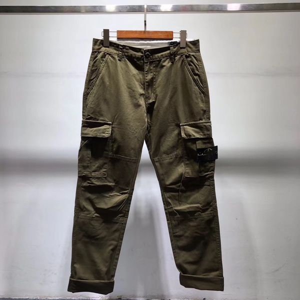 

clothing 19ss stone winter island mens pants casual outdoor loose pocket long trouser fashion cotton cargo shorts islands badge letters men, Black