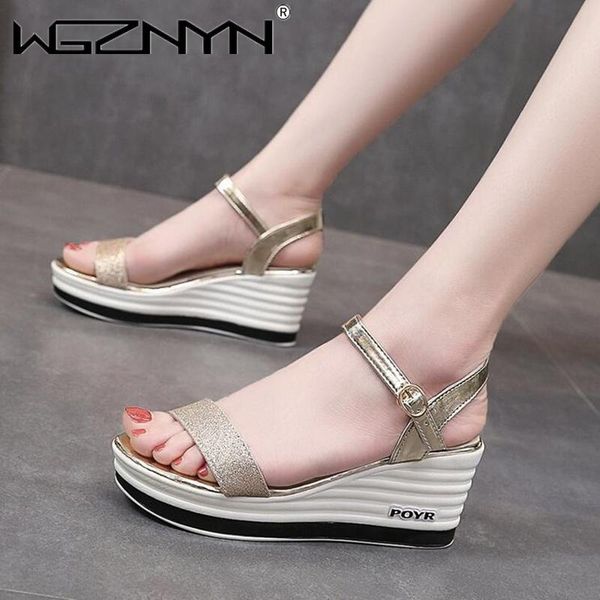 

summer new women sandals open toe platform wedges sandals comfort fish mouth causal high heels chaussures sandalias mujer 2021, Black